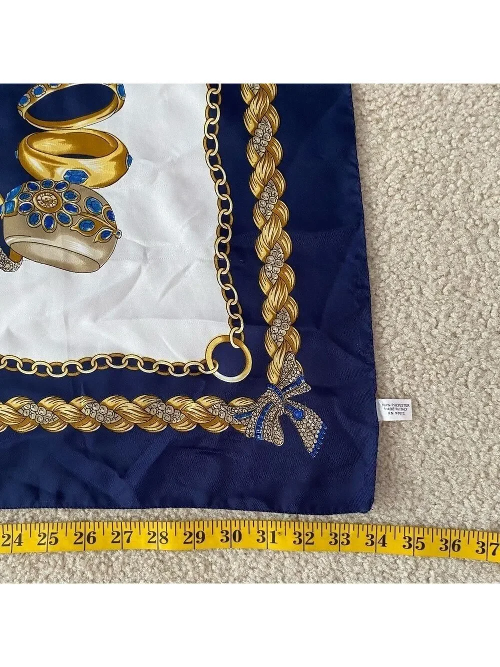 Luxe Italian Cream & Gold Chain Print Scarf Wrap/34